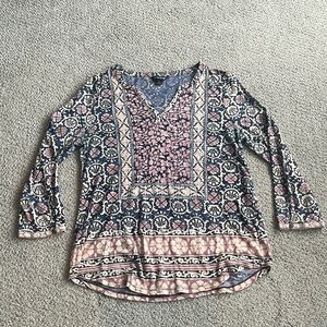 Lucky Brand Boho-Print Long-Sleeve Tee Shirt